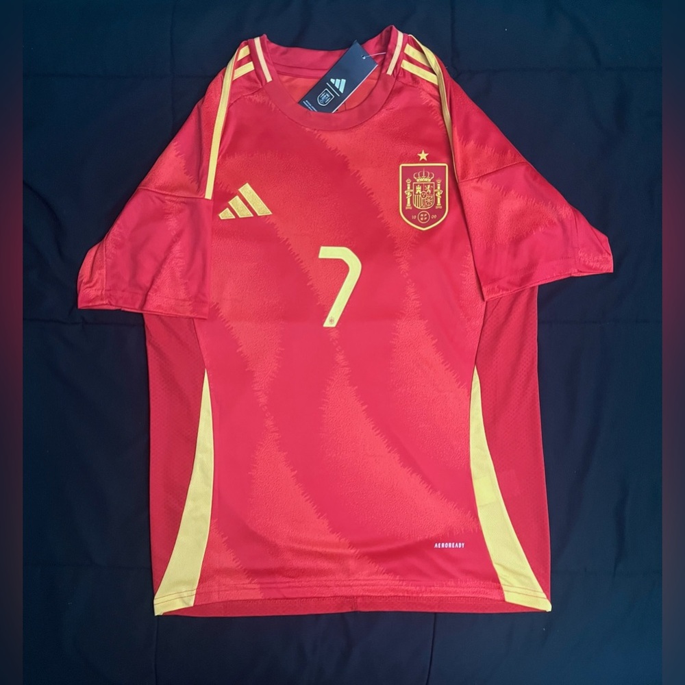 Spain 2024 Soccer Jersey Morata Home Red Euro #7